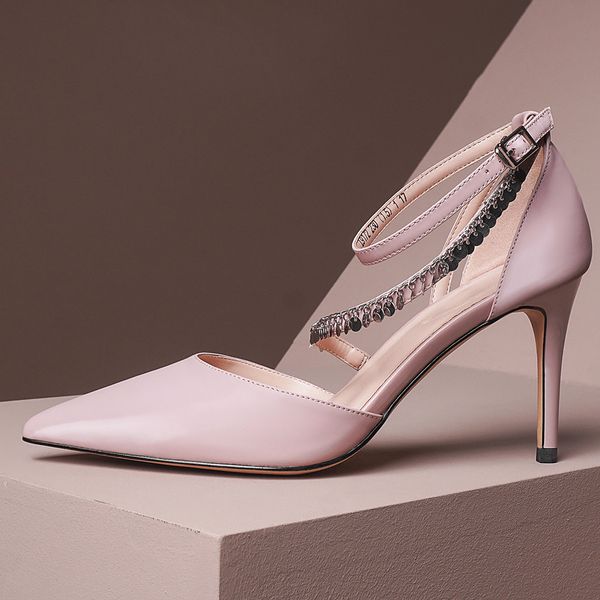 womens genuine leather ankle strap thin high heel pointed toe elegant ladies sling wedding bride pumps crystal buckle shoes hot, Black
womens genuine leather ankle strap thin high heel pointed toe elegant ladies sling wedding bride pumps crystal buckle shoes hot, Black