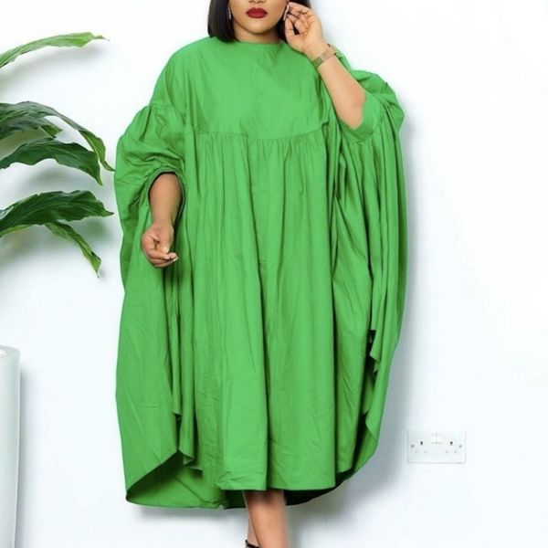 women loose dresses o neck pleated casual fashion large size ladies female african fashion spring summer new 2021 baggy robes 210309, Black;gray
women loose dresses o neck pleated casual fashion large size ladies female african fashion spring summer new 2021 baggy robes 210309, Black;gray