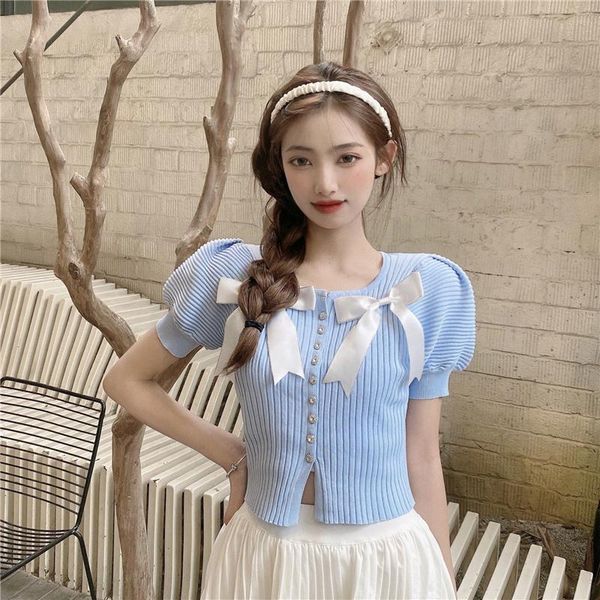 women's blouses & shirts bowknot cardigan square neck short sleeve sweater summer korean slim top, White
women's blouses & shirts bowknot cardigan square neck short sleeve sweater summer korean slim top, White