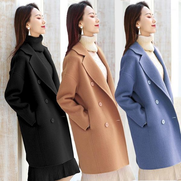 women's wool & blends 2021 spring autumn high-end camel double-breasted middle-aged woolen coat mid-length thin s584, Black
women's wool & blends 2021 spring autumn high-end camel double-breasted middle-aged woolen coat mid-length thin s584, Black