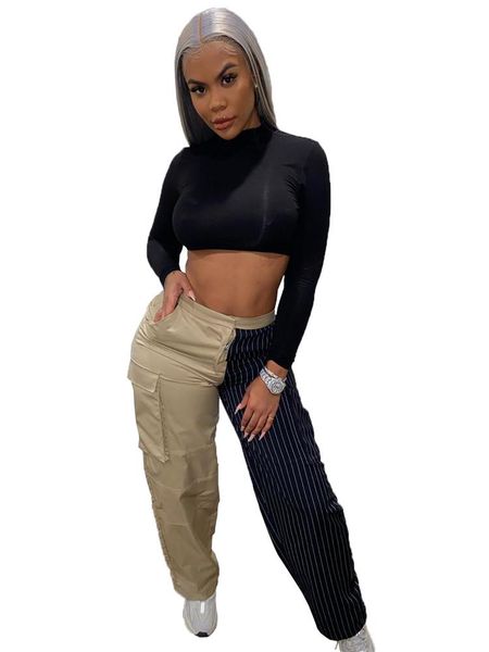 women's pants & capris european and american color contrast casual fashion loose stripe splicing, Black;white
women's pants & capris european and american color contrast casual fashion loose stripe splicing, Black;white