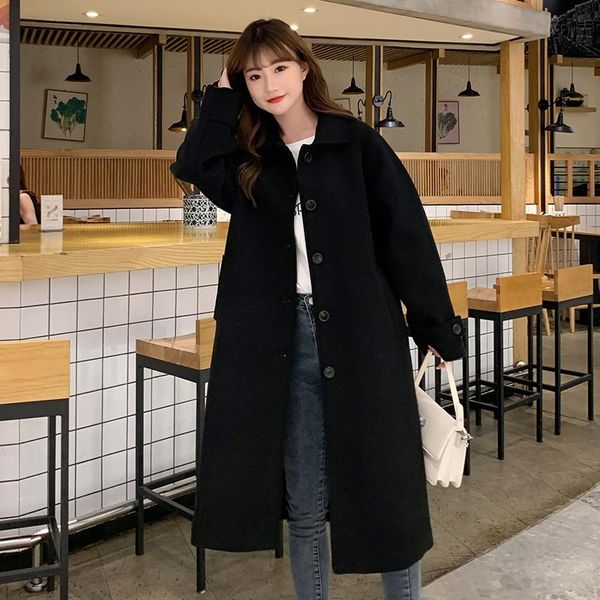 women's wool & blends woman long coat fashion korean preppy style retro versatile windbreaker casual warm woolen oversize 2021 autumn w, Black
women's wool & blends woman long coat fashion korean preppy style retro versatile windbreaker casual warm woolen oversize 2021 autumn w, Black