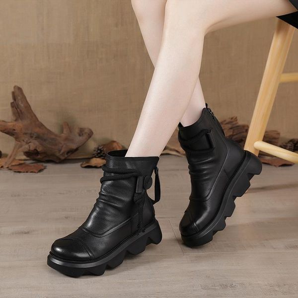 boots double zipper single women's slope heel thick bottom muffin national style anti slip high top, Black
boots double zipper single women's slope heel thick bottom muffin national style anti slip high top, Black