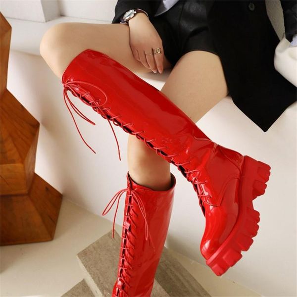 boots pxelena 2022 fall women punk knee high lace up chunky platform thick sole gothic riding knight military long shoes, Black
boots pxelena 2022 fall women punk knee high lace up chunky platform thick sole gothic riding knight military long shoes, Black