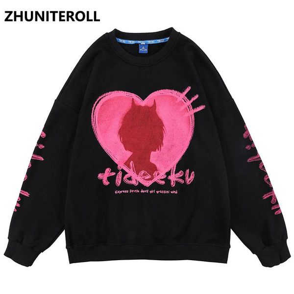 men's hoodies & sweatshirts harajuku japanese anime cartoon girl heart print pullover hip hop casual streetwear fashion outwear, Black
men's hoodies & sweatshirts harajuku japanese anime cartoon girl heart print pullover hip hop casual streetwear fashion outwear, Black