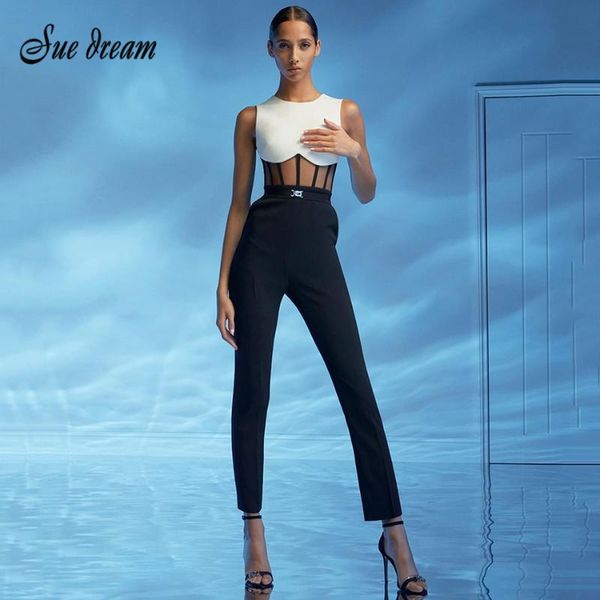 women's jumpsuits & rompers summer 2021 black white patchwork sleeveless o-neck mesh bandage jumpsuit bodycon celebrity club party
women's jumpsuits & rompers summer 2021 black white patchwork sleeveless o-neck mesh bandage jumpsuit bodycon celebrity club party