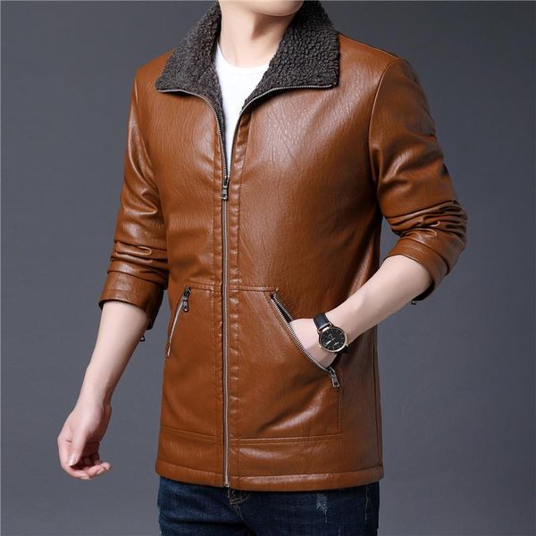 men's fur & faux leather slim casual zipper pocket jacket -selling autumn winter handsome plus collar fleece coat, Black
men's fur & faux leather slim casual zipper pocket jacket -selling autumn winter handsome plus collar fleece coat, Black