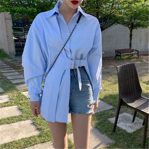 women's blouses & shirts solid color mid-length women apring fall minimalist casual loose collar side sashes females fashion design, White
women's blouses & shirts solid color mid-length women apring fall minimalist casual loose collar side sashes females fashion design, White