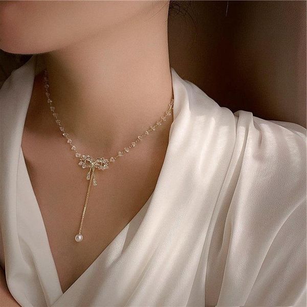 pendant necklaces vsnow luxury transparent irregular crystal bowknot long tassel necklace for women gold metal faux pearl jewelry, Silver
pendant necklaces vsnow luxury transparent irregular crystal bowknot long tassel necklace for women gold metal faux pearl jewelry, Silver