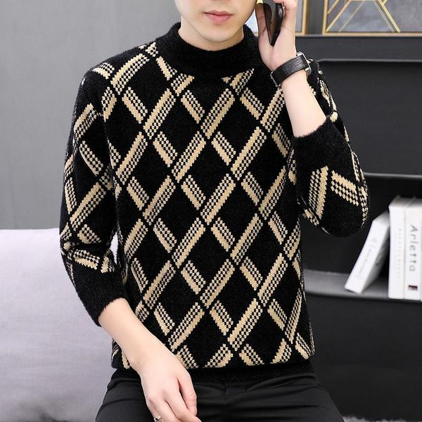 men's sweaters 2021 autumn winter thick warm long sleeve knitted pullovers half high collar street wear men clothing, White;black
men's sweaters 2021 autumn winter thick warm long sleeve knitted pullovers half high collar street wear men clothing, White;black