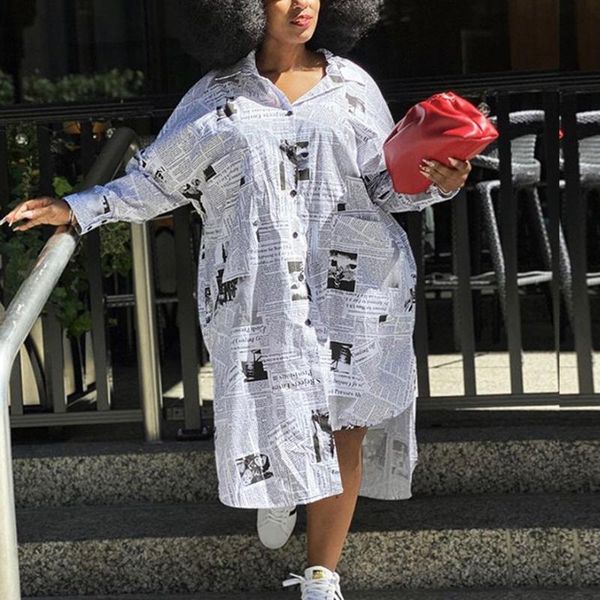 casual dresses 2021 african oversize dress paper print long sleeve turn down collar single breasted loose fashion high street, Black;gray
casual dresses 2021 african oversize dress paper print long sleeve turn down collar single breasted loose fashion high street, Black;gray