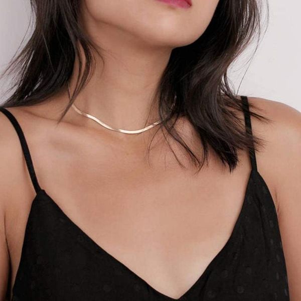 chokers dainty gold snake choker 3mm flexible flat herringbone chain necklace for women men 2021 selling stainless steel jewelry, Golden;silver
chokers dainty gold snake choker 3mm flexible flat herringbone chain necklace for women men 2021 selling stainless steel jewelry, Golden;silver