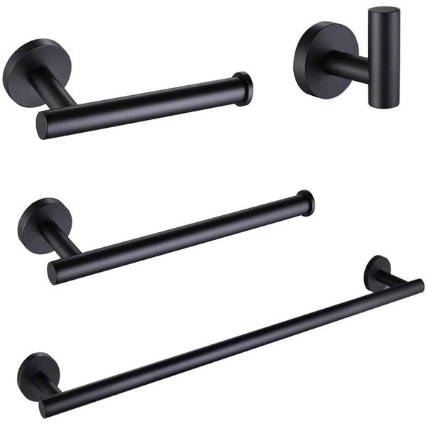 304 stainless steel 4 piece bathroom hardware accessories set black round wall mounted 23.6 inch towel bar towel holder
304 stainless steel 4 piece bathroom hardware accessories set black round wall mounted 23.6 inch towel bar towel holder