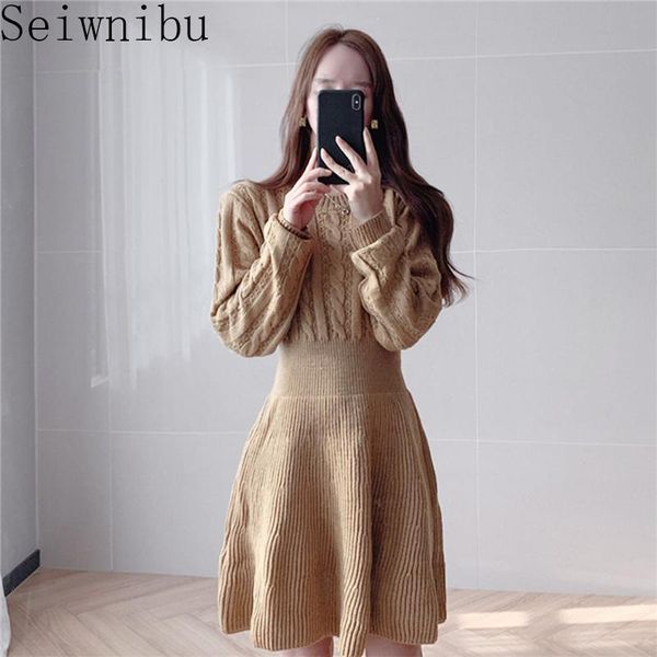 casual dresses seiwnibu fashion autumn winter knitted women twist pattern umbrella pleated dress elegant thick lantern sleeve mini sweater, Black;gray
casual dresses seiwnibu fashion autumn winter knitted women twist pattern umbrella pleated dress elegant thick lantern sleeve mini sweater, Black;gray