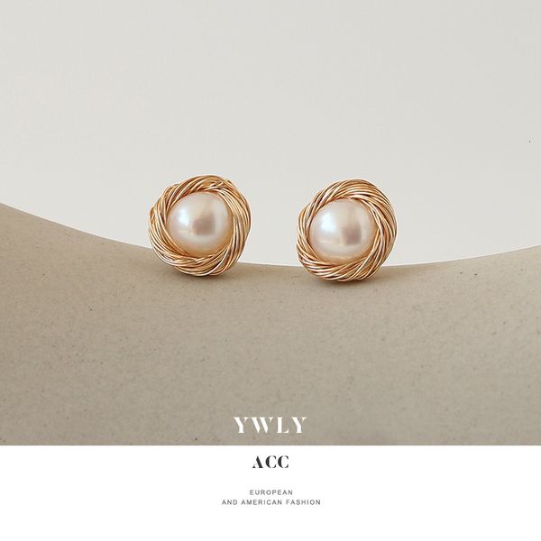 winding natural pearl earrings female baroque french elegant silver needle round earrings ywly, Golden
winding natural pearl earrings female baroque french elegant silver needle round earrings ywly, Golden