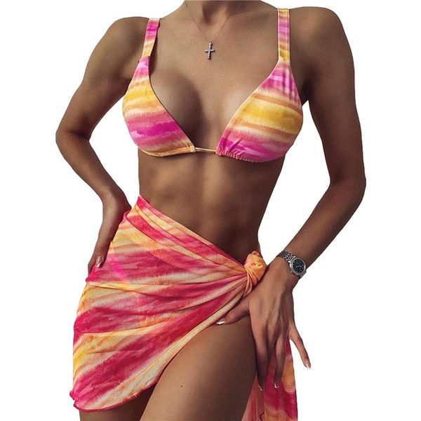 women's swimwear tie dye bikini 3 piece halter swimsuit string pink brazilian bathing suit low waist swimming women cover up, White;black
women's swimwear tie dye bikini 3 piece halter swimsuit string pink brazilian bathing suit low waist swimming women cover up, White;black