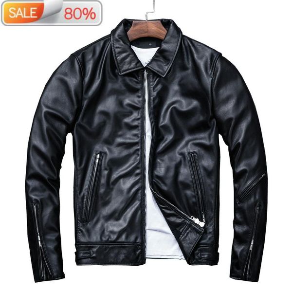 men's leather & faux vintage genuine jacket men wax sheepskin coat spring autumn jackets chaqueta cuero hombre b21919, Black
men's leather & faux vintage genuine jacket men wax sheepskin coat spring autumn jackets chaqueta cuero hombre b21919, Black