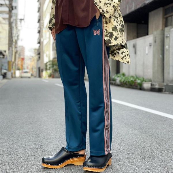 men's pants sea blue needles men women stripe butterfly embroidery logo ribbon track high street trousers, Black
men's pants sea blue needles men women stripe butterfly embroidery logo ribbon track high street trousers, Black