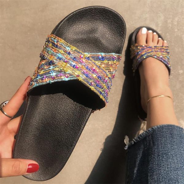 slippers shoes woman 2021 flat bling pvc fabric pu hoof heels slides female ladies' bl, Black
slippers shoes woman 2021 flat bling pvc fabric pu hoof heels slides female ladies' bl, Black