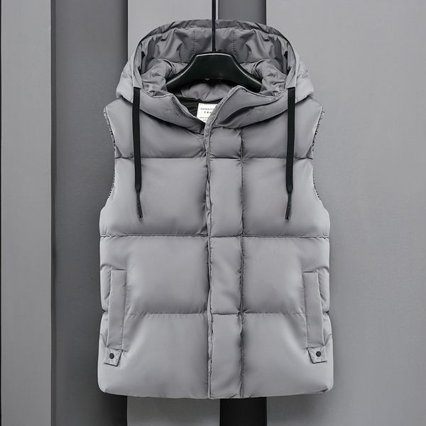 down waistcoat men's autumn and winter warm casual cotton vest korean large jacket with hat, Black;white
down waistcoat men's autumn and winter warm casual cotton vest korean large jacket with hat, Black;white