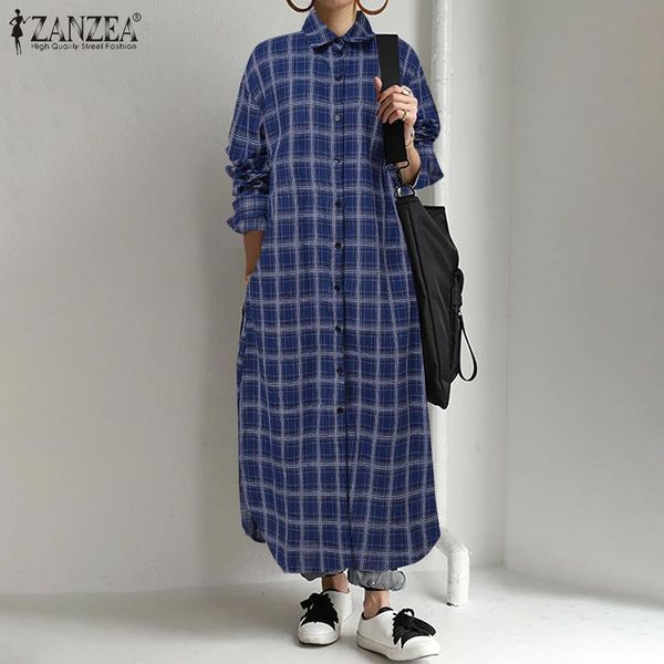 casual dresses zanzea 2021 autumn women full sleeved plaid printed baggy robe fashion vestidos femme long holiday street dress oversized, Black;gray
casual dresses zanzea 2021 autumn women full sleeved plaid printed baggy robe fashion vestidos femme long holiday street dress oversized, Black;gray