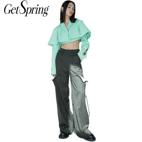 getspring women blazer single button long sleeve ladies mint green coat short suit women's slim jacket 210601, White;black
getspring women blazer single button long sleeve ladies mint green coat short suit women's slim jacket 210601, White;black
