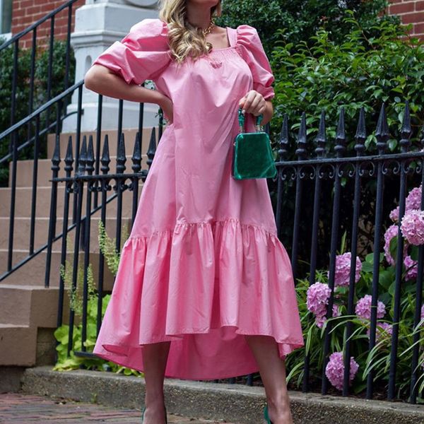 2021 new spring collar pink women sleeve ruffle patchwork female flowy swing maxi party vestidos 8at4, Black;gray
2021 new spring collar pink women sleeve ruffle patchwork female flowy swing maxi party vestidos 8at4, Black;gray