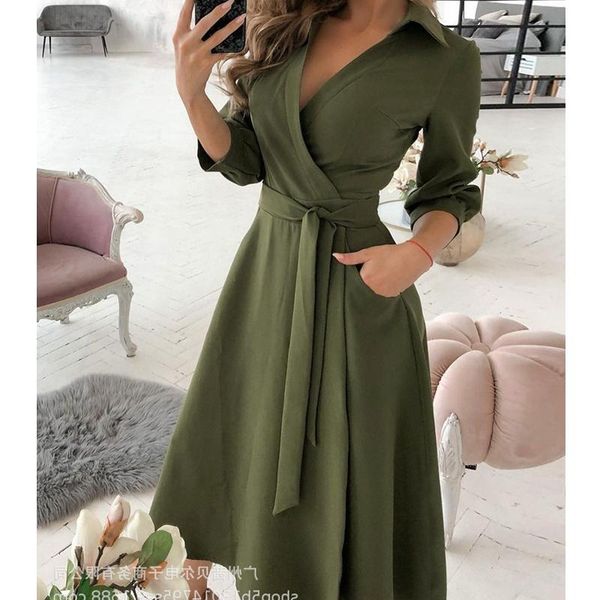 casual dresses mandylandy dress a-line high waist solid color green v-neck women summer half sleeve big swing lace up, Black;gray
casual dresses mandylandy dress a-line high waist solid color green v-neck women summer half sleeve big swing lace up, Black;gray
