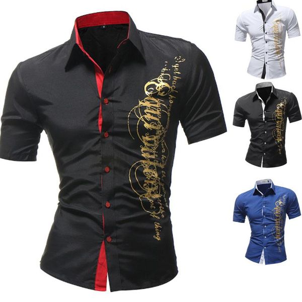 men's casual shirts spring brand shirt business slim fit short sleeve solid quick-dry breathable male clothing eur size 4xl, White;black