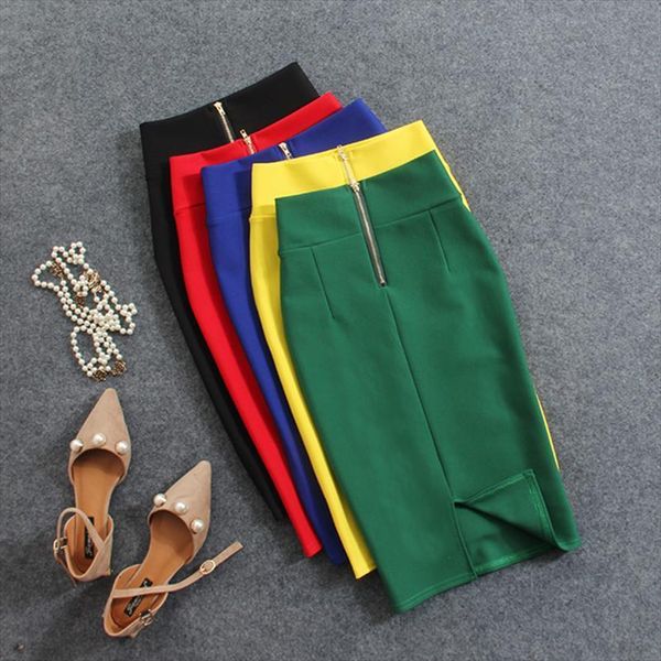high waist elastic pencil womens skirt bodycon summer knee length back split ladies office saia c571, Black
high waist elastic pencil womens skirt bodycon summer knee length back split ladies office saia c571, Black