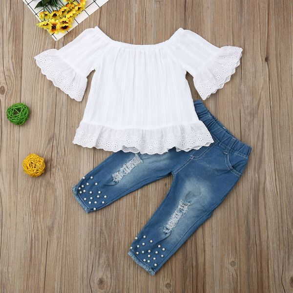 1-6y toddler kids baby girls clothes sets white t-shirt denim long pants jeans outfits set
1-6y toddler kids baby girls clothes sets white t-shirt denim long pants jeans outfits set