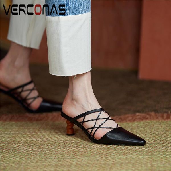 verconas women sandals spring summer fashion narrow band genuine leather high heels mules new casual shoes woman slippers, Black
verconas women sandals spring summer fashion narrow band genuine leather high heels mules new casual shoes woman slippers, Black