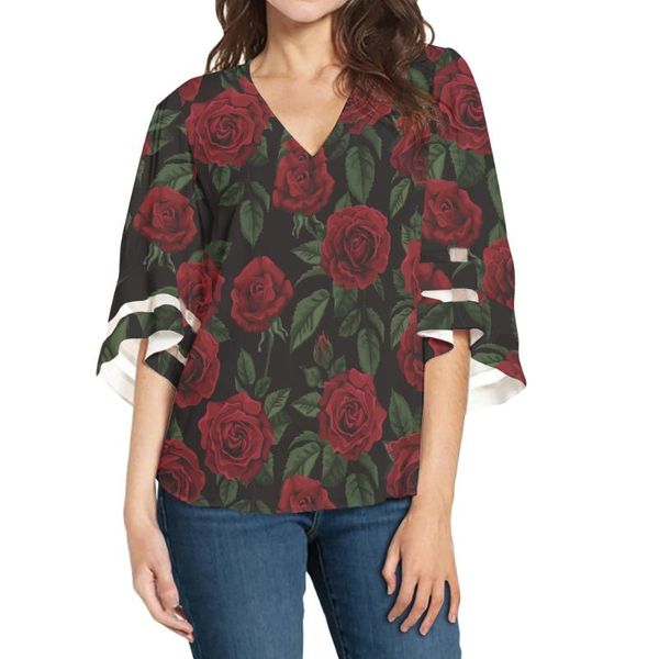 Women's Blouses & Shirts Cottagecore Red Rose Floral Pattern Summer Clothes Women Casual Loose Comfortable Breathable V-Neck Blouse Top Pull, White
Women's Blouses & Shirts Cottagecore Red Rose Floral Pattern Summer Clothes Women Casual Loose Comfortable Breathable V-Neck Blouse Top Pull, White