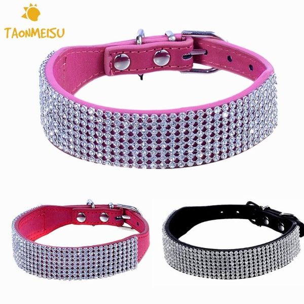 pu leather dog fashion basic collars mesh diamond cat adjustable quick release plastic leads pet suppliers 2021 new high quality