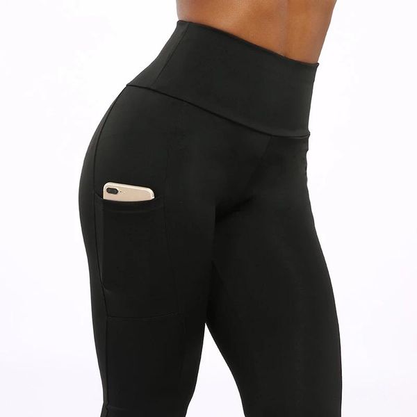 women's leggings chrleisure women middle waist with pocket elastic leisure type push up gym hip lift fitness pants, Black 
women's leggings chrleisure women middle waist with pocket elastic leisure type push up gym hip lift fitness pants, Black