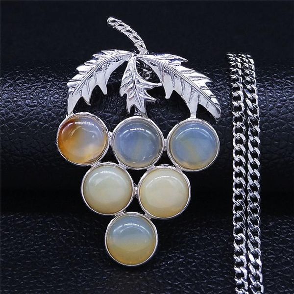 pendant necklaces grape natural stone stainless steel chain gold color long statement necklace for women jewelry collares de mujer nxs04, Silver
pendant necklaces grape natural stone stainless steel chain gold color long statement necklace for women jewelry collares de mujer nxs04, Silver