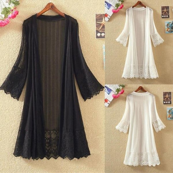 fashion lace medium long women sweater solid color cardigan summer outerwear simple wearing for female, White;black
fashion lace medium long women sweater solid color cardigan summer outerwear simple wearing for female, White;black