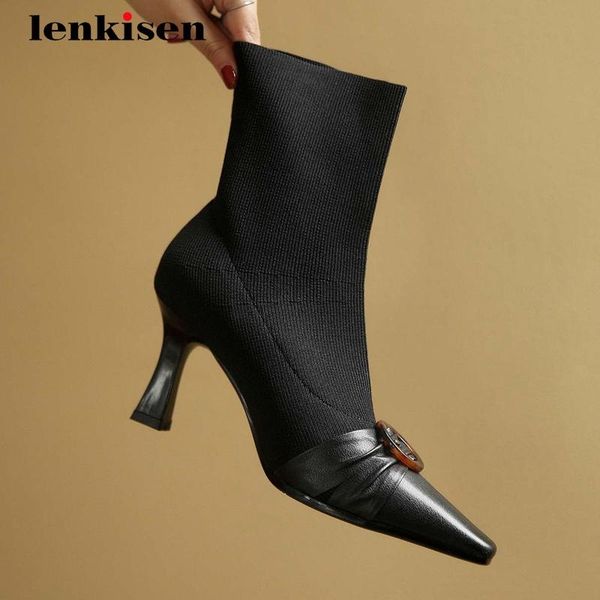 boots lenkisen sock real cow leather knitting gladiator small square toe thin high heel slip on korean girls ankle l63, Black
boots lenkisen sock real cow leather knitting gladiator small square toe thin high heel slip on korean girls ankle l63, Black