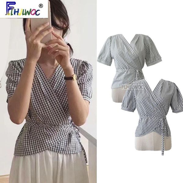 women's blouses & shirts cute south korea chic women summer flhjlwoc temperament lady slim waist peplum bow tie one-piece plaid 521, White
women's blouses & shirts cute south korea chic women summer flhjlwoc temperament lady slim waist peplum bow tie one-piece plaid 521, White
