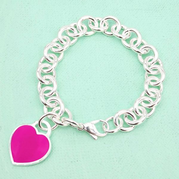 2021 new ladies s925 sterling classic fuchsia pink heart-shaped enamel sier bracelet jewelry couple holiday anniversary gift kak9, Black
2021 new ladies s925 sterling classic fuchsia pink heart-shaped enamel sier bracelet jewelry couple holiday anniversary gift kak9, Black