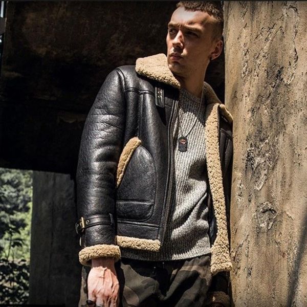 men's leather & faux real classic fur genuine bomber jacket men winter wool liner warm motorcycle short jackets shearling sheepskin coa, Black
men's leather & faux real classic fur genuine bomber jacket men winter wool liner warm motorcycle short jackets shearling sheepskin coa, Black