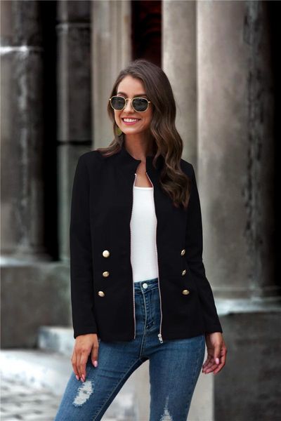 women's jackets autumn jacket women coat fashion short thin female long sleeve outwear 2021, Black;brown
women's jackets autumn jacket women coat fashion short thin female long sleeve outwear 2021, Black;brown