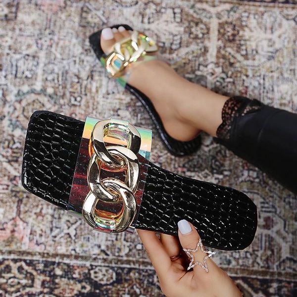 slippers women pvc transparent laser metal chain summer slipper fashion beach flat flip flop stylish lady walking slides 43, Black
slippers women pvc transparent laser metal chain summer slipper fashion beach flat flip flop stylish lady walking slides 43, Black
