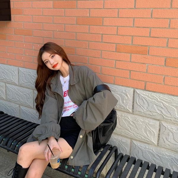 women's trench coats cost-effective korean style autumn retro handsome width, Tan;black
women's trench coats cost-effective korean style autumn retro handsome width, Tan;black