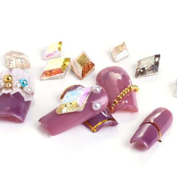 nail art decorations luxury shiny rhinestones rhombus arc-shaped carving crystal imitation diamond diy ornaments, Silver;gold 
nail art decorations luxury shiny rhinestones rhombus arc-shaped carving crystal imitation diamond diy ornaments, Silver;gold