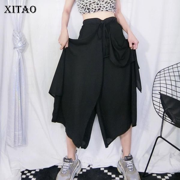 women's pants & capris xitao false two pieces black irregular women clothes 2021 summer fashion plus size bandage wide leg dzl1121, Black;white
women's pants & capris xitao false two pieces black irregular women clothes 2021 summer fashion plus size bandage wide leg dzl1121, Black;white