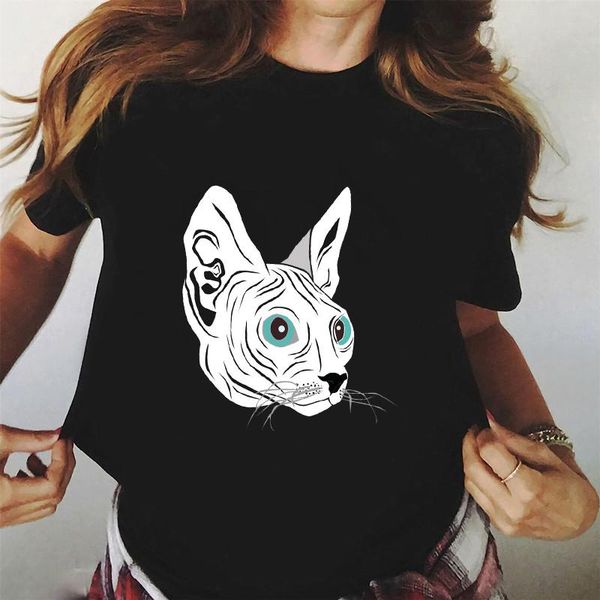women's t-shirt kawaii sphynx cat printed t-shirts women cute cartoon short sleeved clothing fashion mujer camisetas drop, White
women's t-shirt kawaii sphynx cat printed t-shirts women cute cartoon short sleeved clothing fashion mujer camisetas drop, White