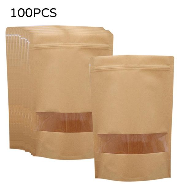 storage bags 100pcs kraft paper bag pouch self-sealing coffee food tea packaging with window kitchen supplies
storage bags 100pcs kraft paper bag pouch self-sealing coffee food tea packaging with window kitchen supplies