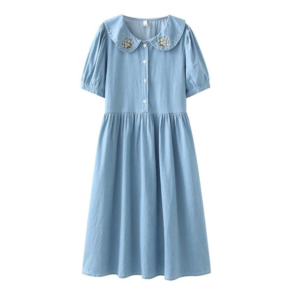 women's t-shirt sweet floral embroidery denim dresses teen girls summer 2021 clothes women short sleeve cute casual slim fit jeans, White
women's t-shirt sweet floral embroidery denim dresses teen girls summer 2021 clothes women short sleeve cute casual slim fit jeans, White