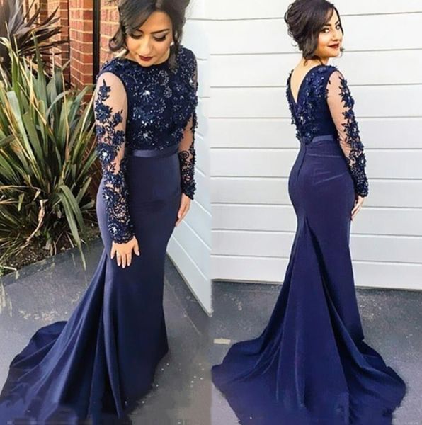 elegant dark navy mermaid prom dresses with illusion long sleeve 2021 appliques lace beads v-back plus size formal evening gowns custom made, Black
elegant dark navy mermaid prom dresses with illusion long sleeve 2021 appliques lace beads v-back plus size formal evening gowns custom made, Black